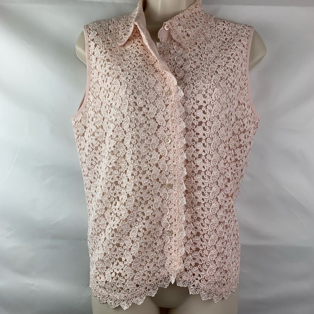 Sandra Rotay for San Andre crocheted lace blouse